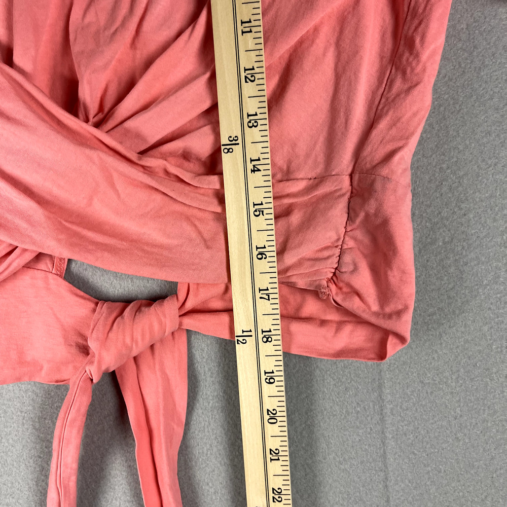 ALC Monica Cropped Top Womens Large Pink Cotton Short Sleeve Back Tie Casual - Picture 9 of 16